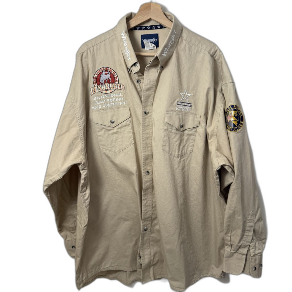 Wrangler Shirt Reno Rodeo Embroidered Contestant Cowboy Logo Competition Roping